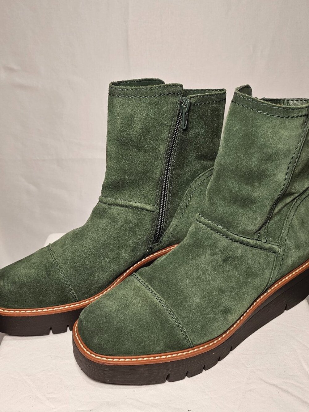 Naturalizer Wylie Green Suede Wedge Platform Ankle Boots Women's 8